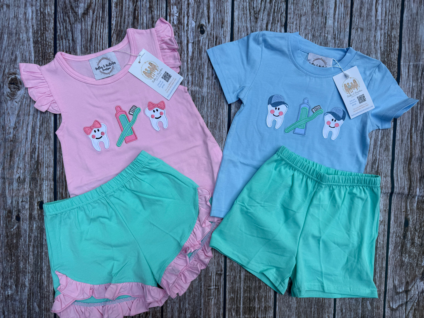 Sweet Tooth Kids Dental Sibling Matching Short Sets