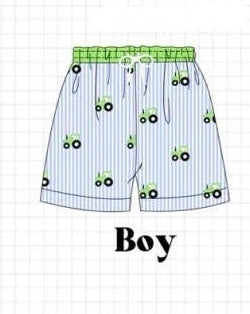 Tractor Embroidery Swim Trunks