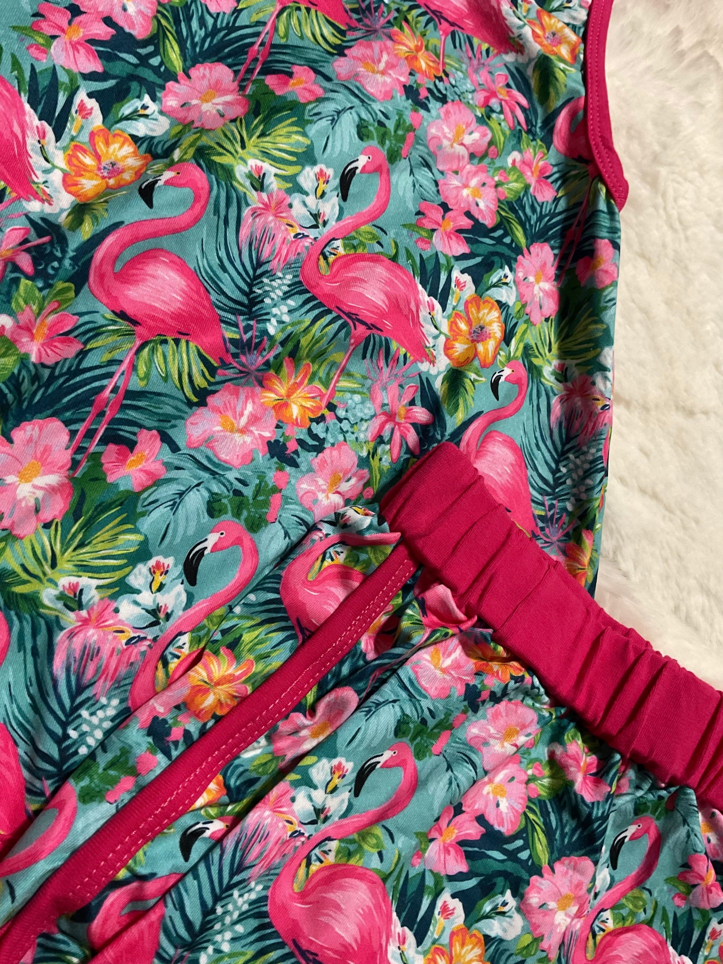 Tropical Flamingo Floral Paradise Short Set