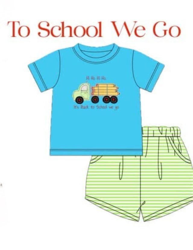 Hi Ho Hi Ho It’s Back To School We Go Boy Short Set