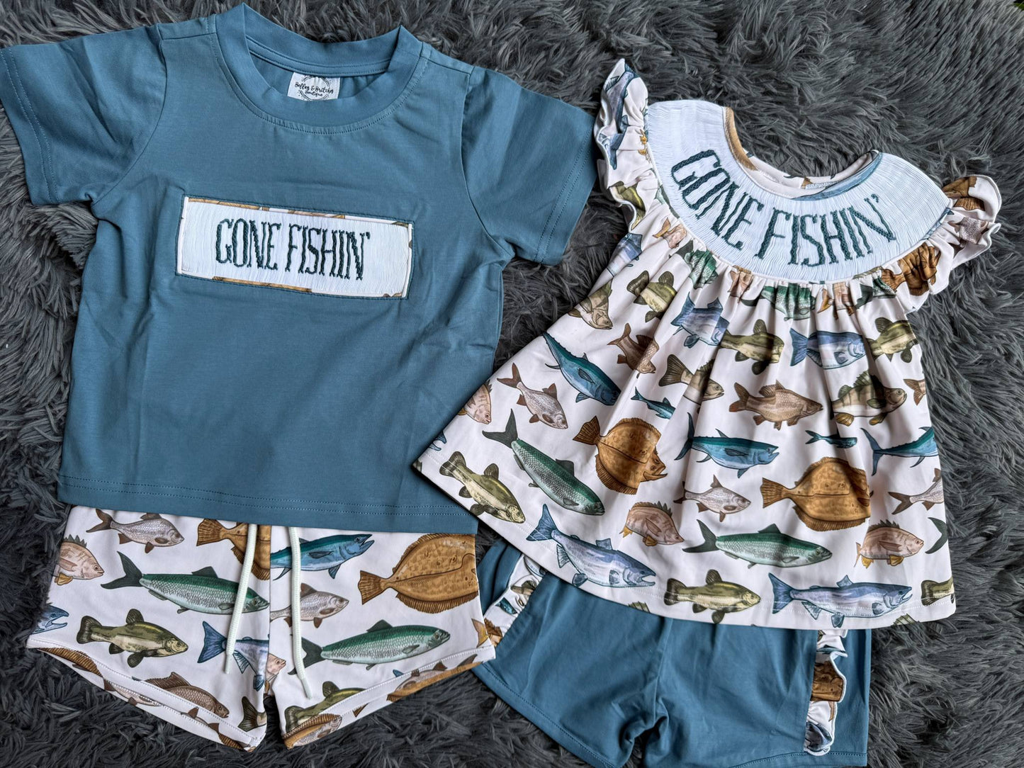 Here Fishy Fishy Smock Sibling Collection