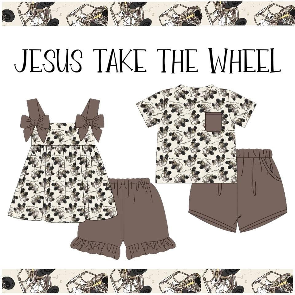 Jesus Take The Wheel Boy Short Set