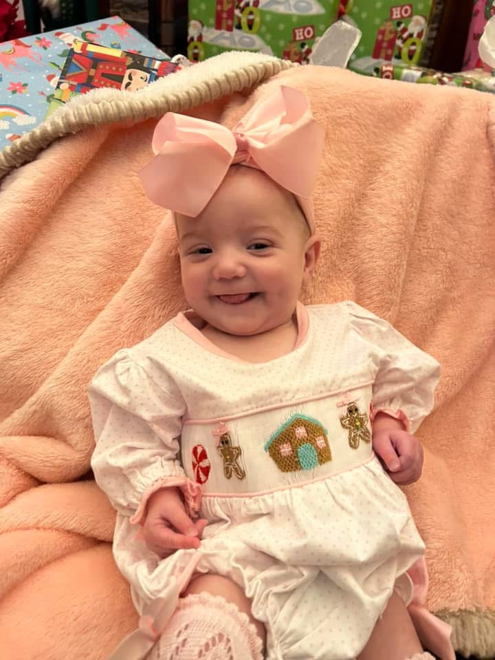 Gingerbread Bitty Dot Christmas Bubble Smock