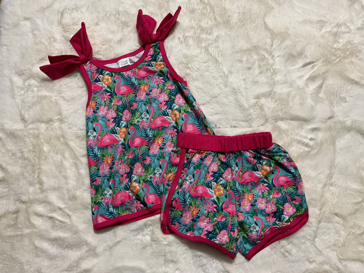 Tropical Flamingo Floral Paradise Short Set