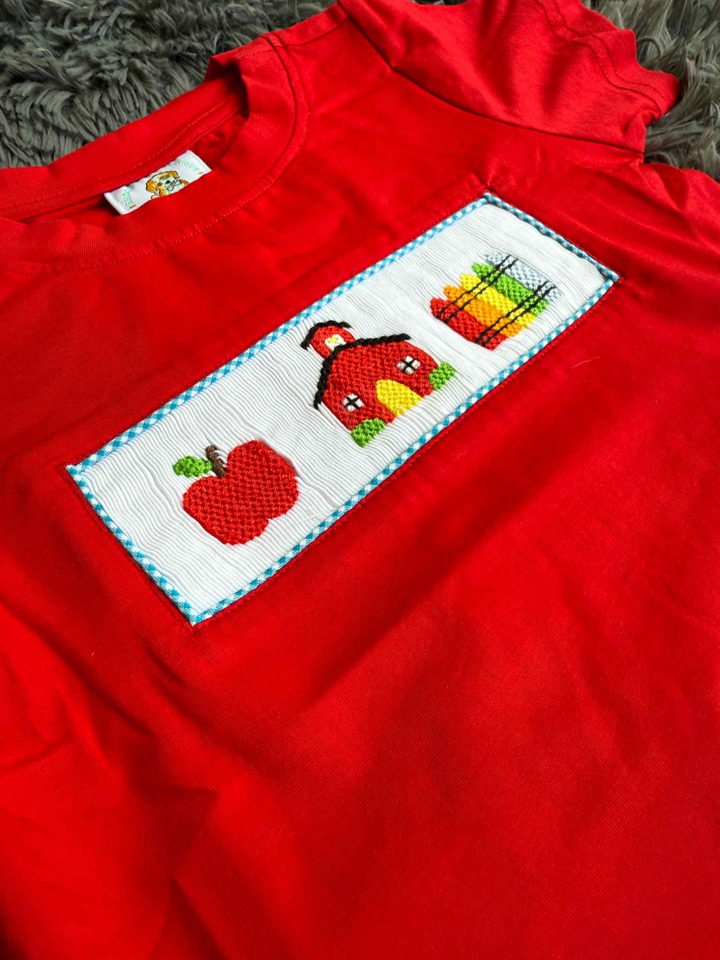 Little Red Schoolhouse Smock Boy Set