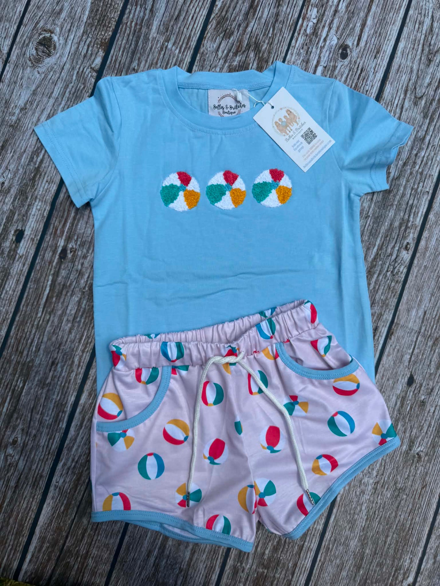 Beach Ball French Knot Boys Short Set