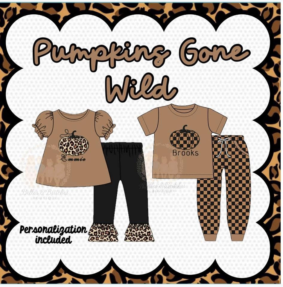 Pumpkins Gone Wild Sibling Match Pants Set