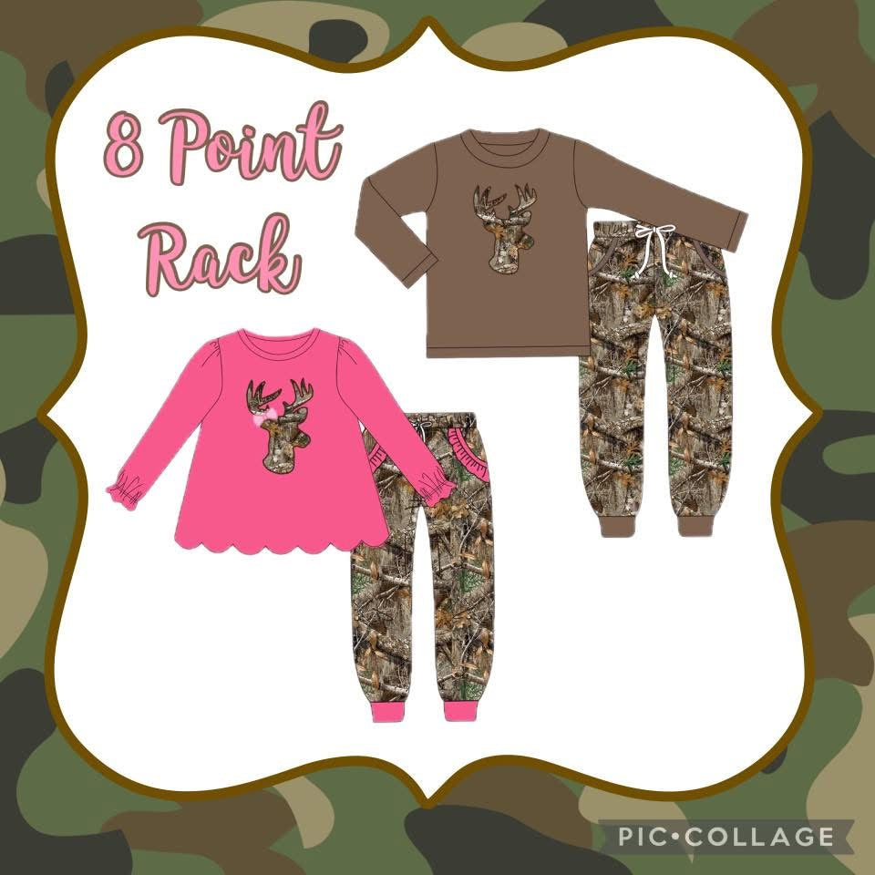 Eight Point Rack Boys Camo Deer Jogger Set