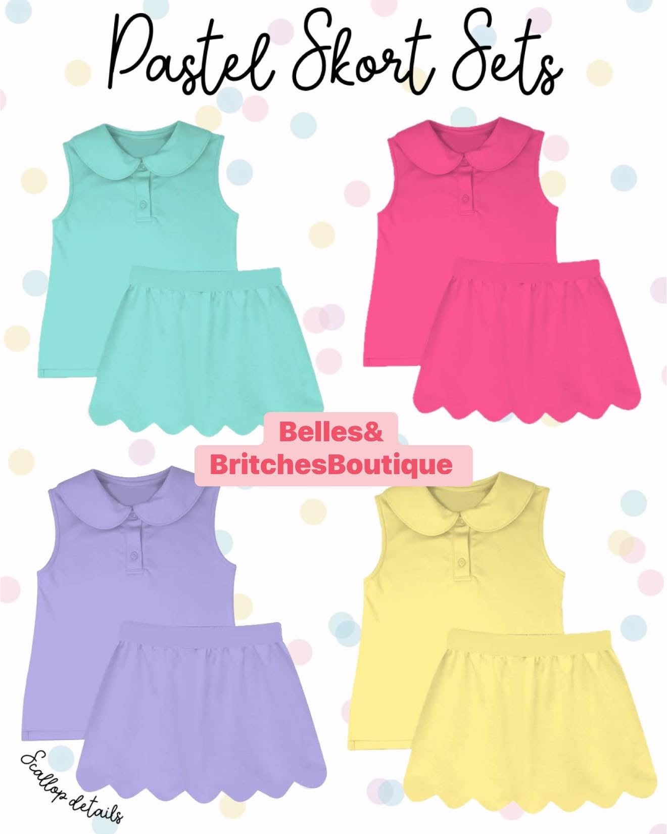 Pastel Scalloped Skort Sets