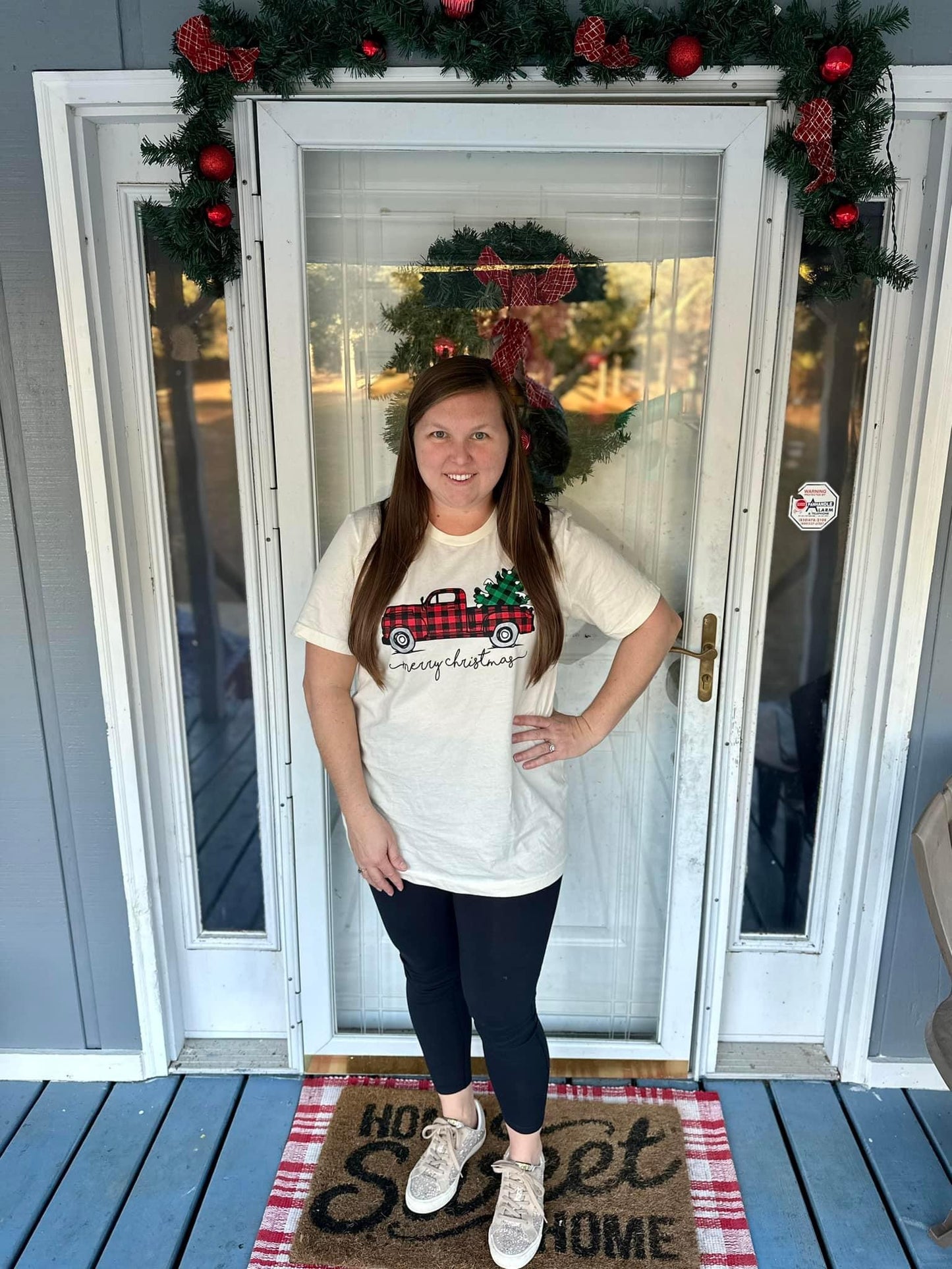 Merry Christmas Plaid Truck Tee