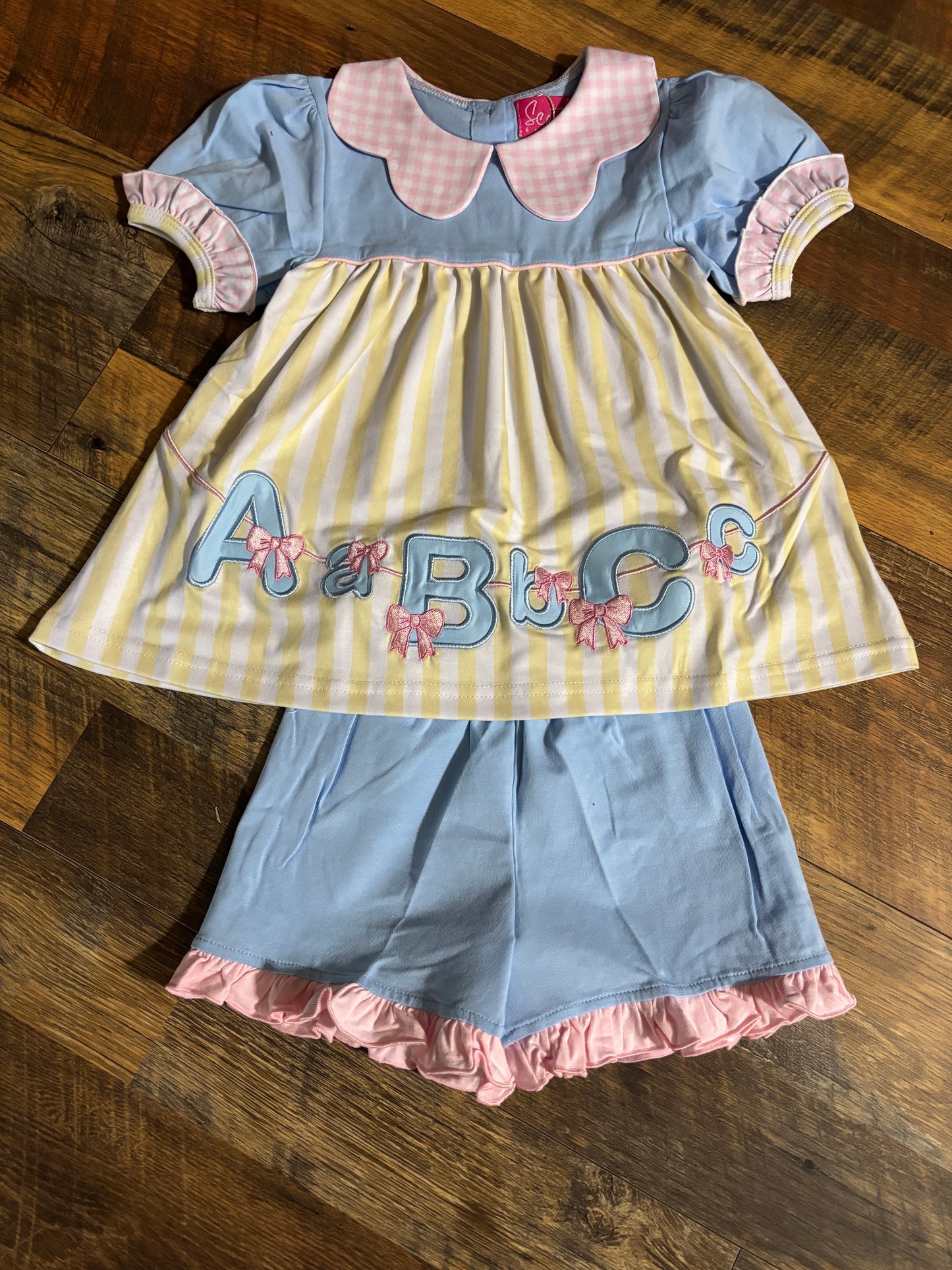 Alphabet Stripes Girl Short Set