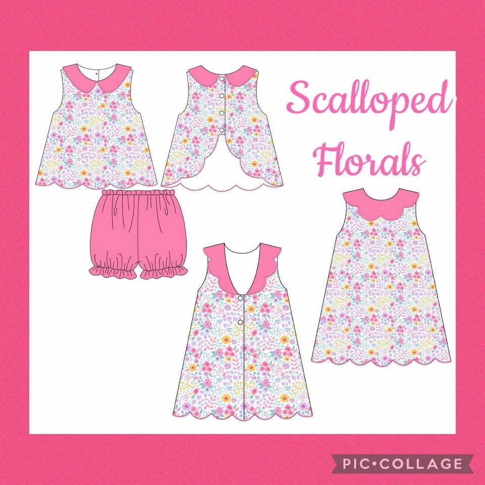 Scalloped Floral Bloomer Short Set