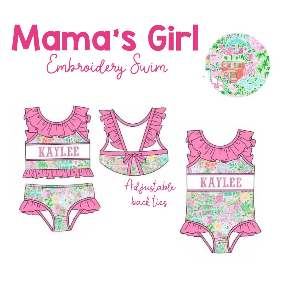 Mama’s Girl Embroidery Swim