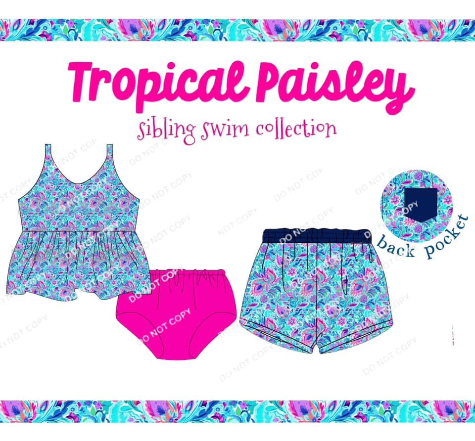 Tropical Paisley 2pc Tankini Swim