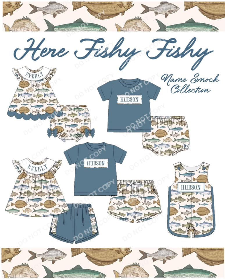 Here Fishy Fishy Smock Sibling Collection