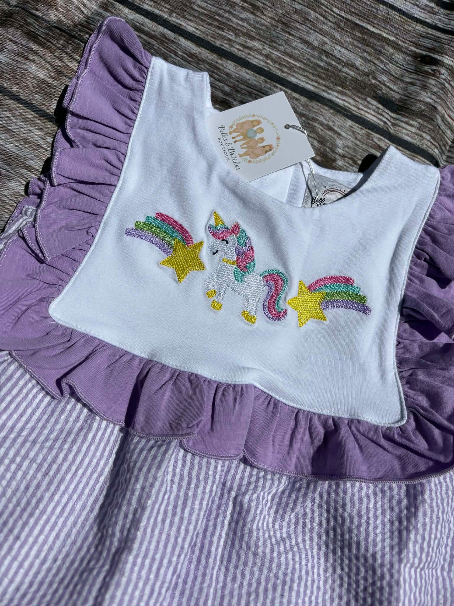 Seersucker Unicorn Bloomer Set