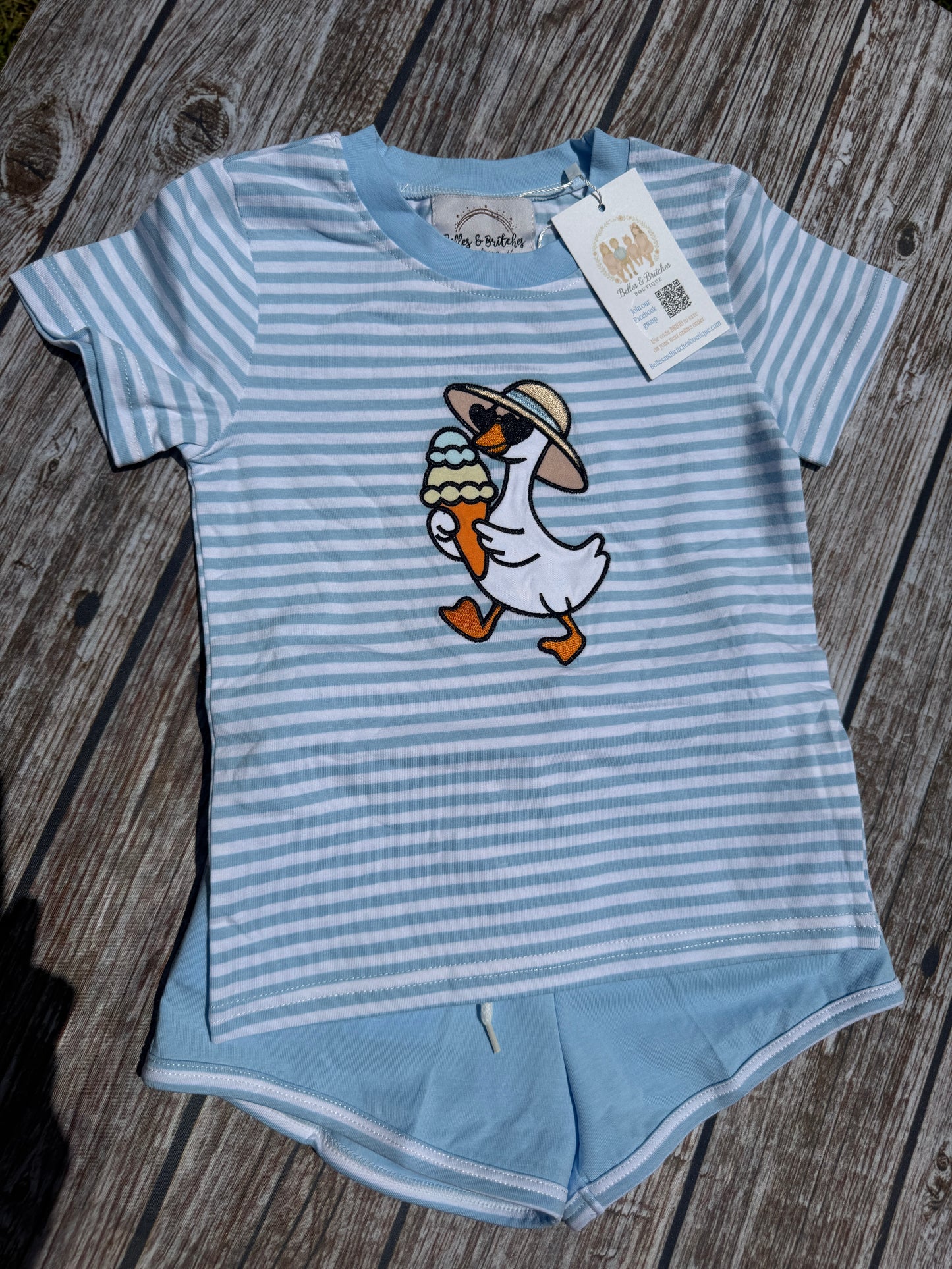 Summertime Goose Boys & Girls Sibling Matching Short Sets