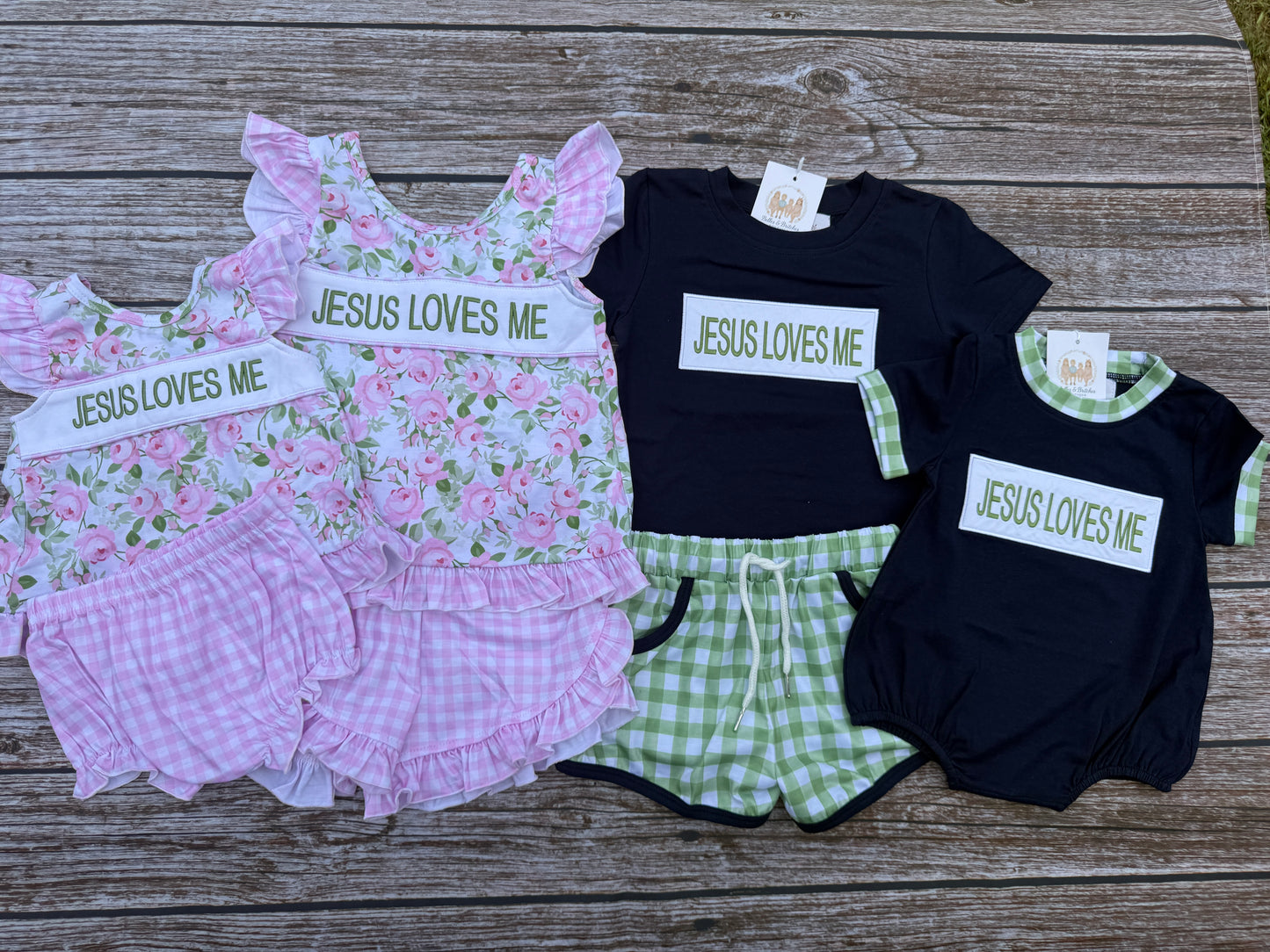 Jesus Loves Me Sage, Navy & Floral Collection