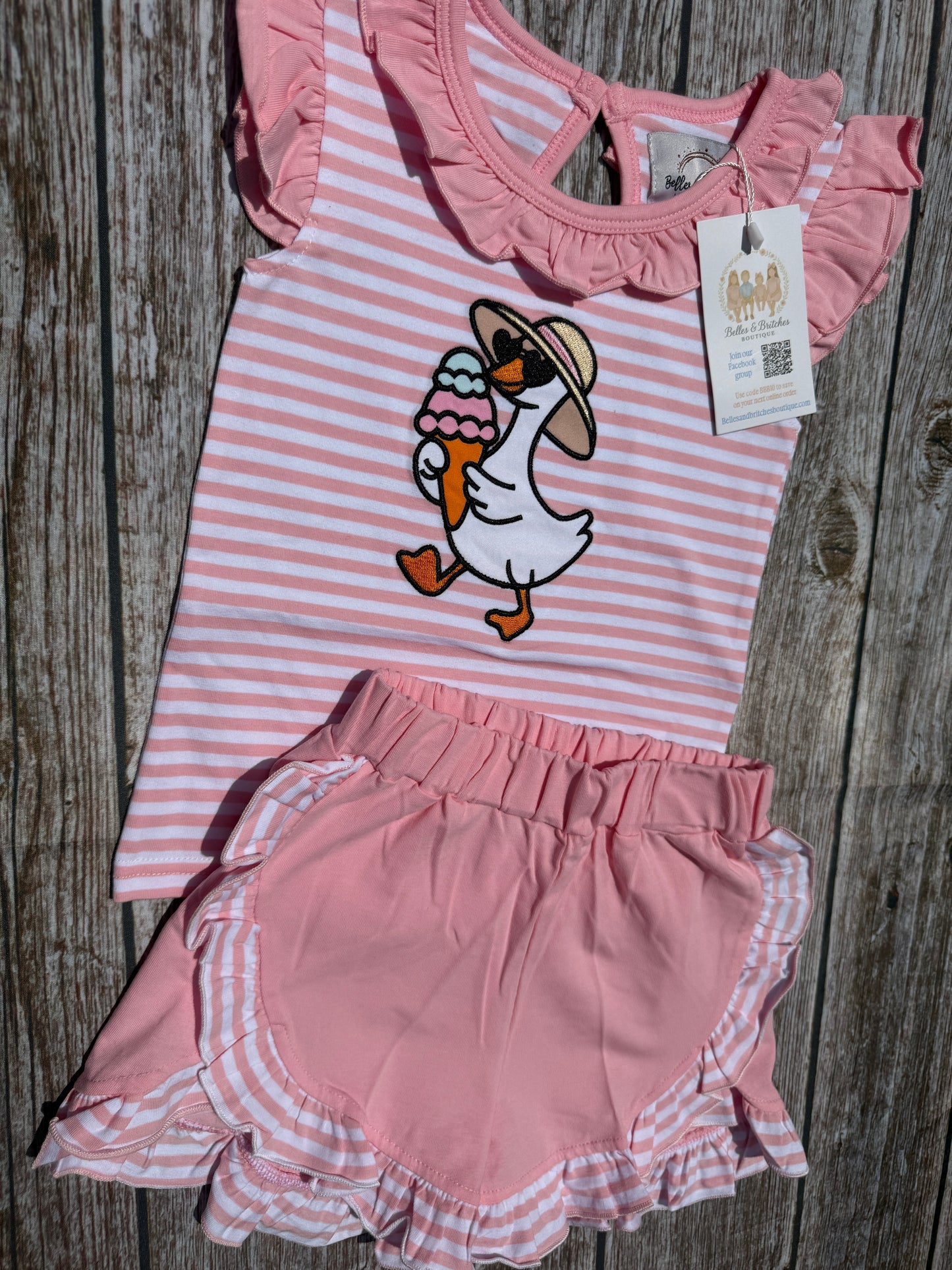 Summertime Goose Boys & Girls Sibling Matching Short Sets