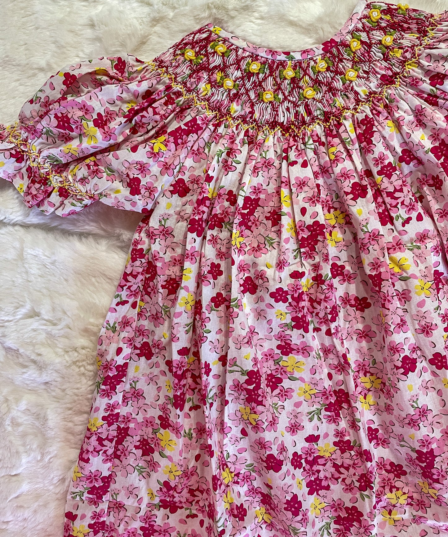 Yellow Rose Smock Dress