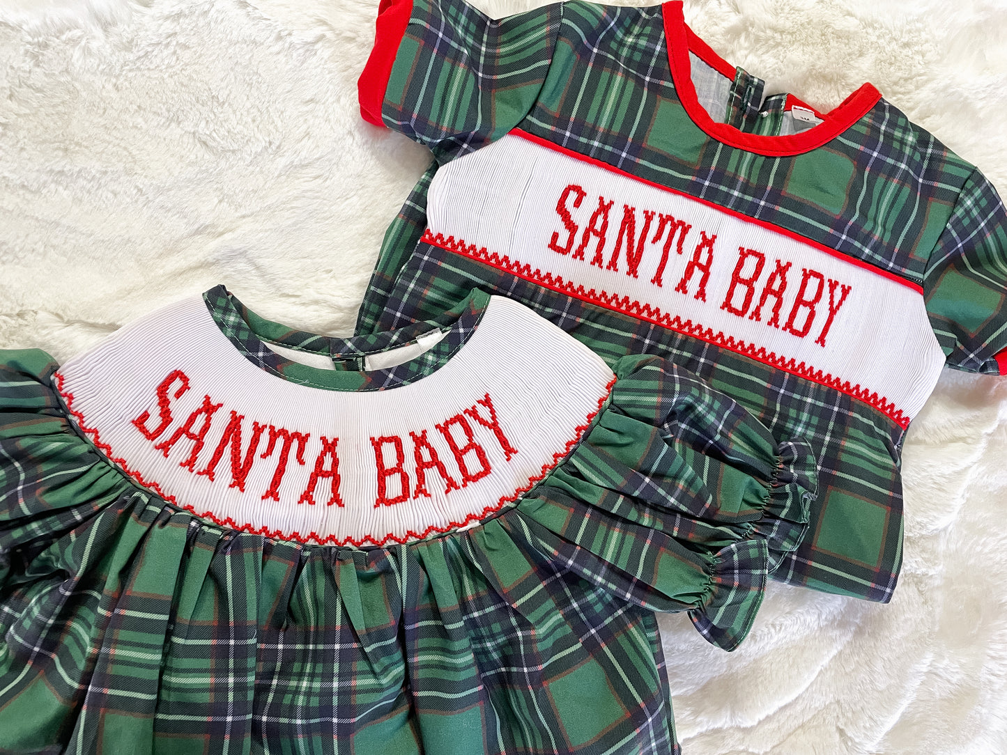 Christmas Plaid Santa Baby Sibling Collection