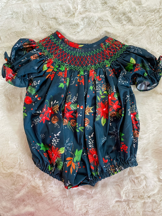 Winter Floral Smock Girl Bubble