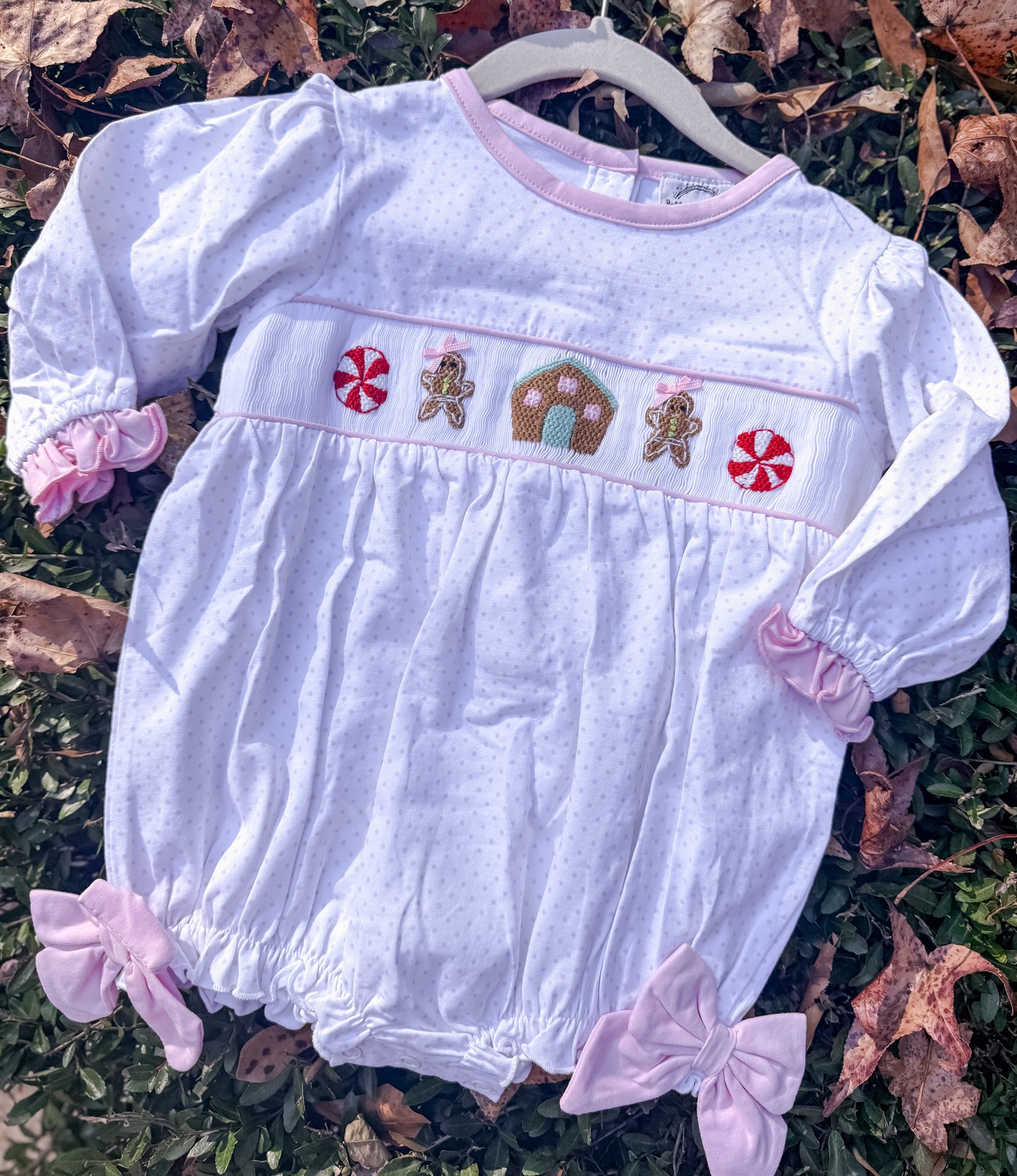 Gingerbread Bitty Dot Christmas Bubble Smock