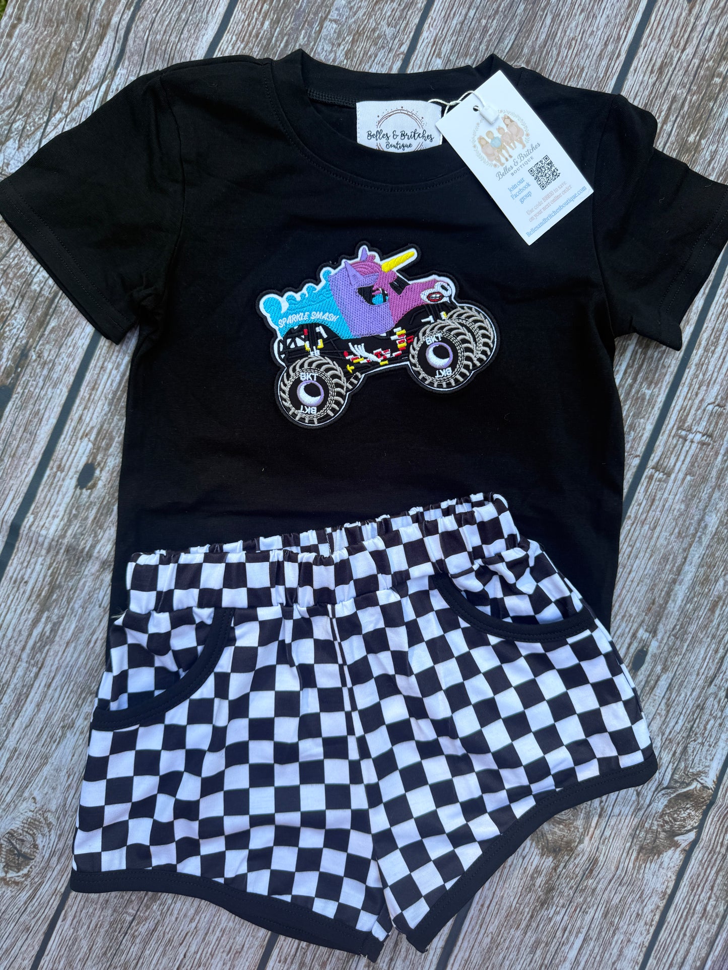 Monster Truck Smash Sibling Matching Short Sets #18