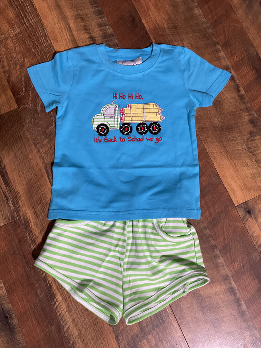 Hi Ho Hi Ho It’s Back To School We Go Boy Short Set