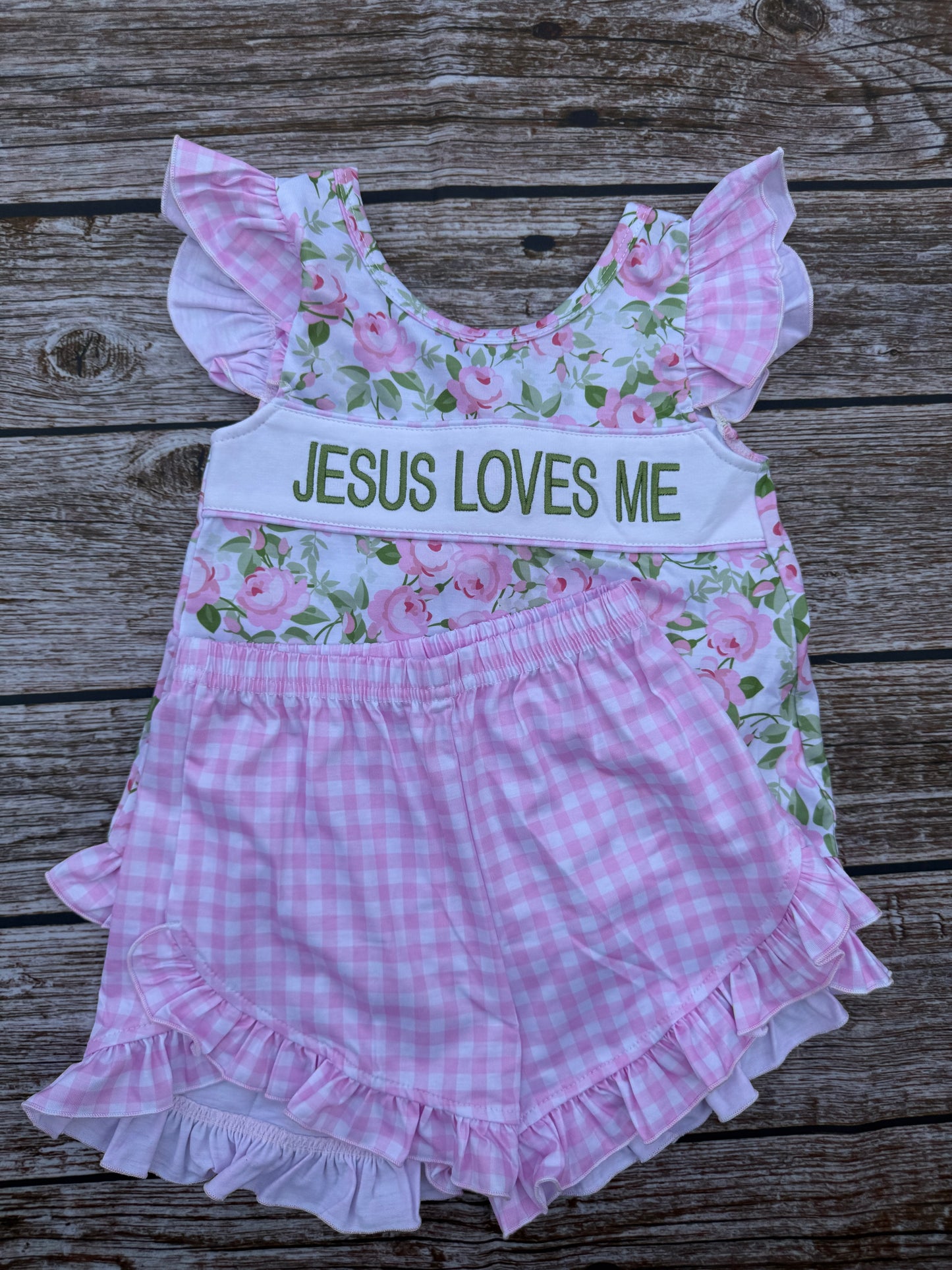 Jesus Loves Me Sage, Navy & Floral Collection