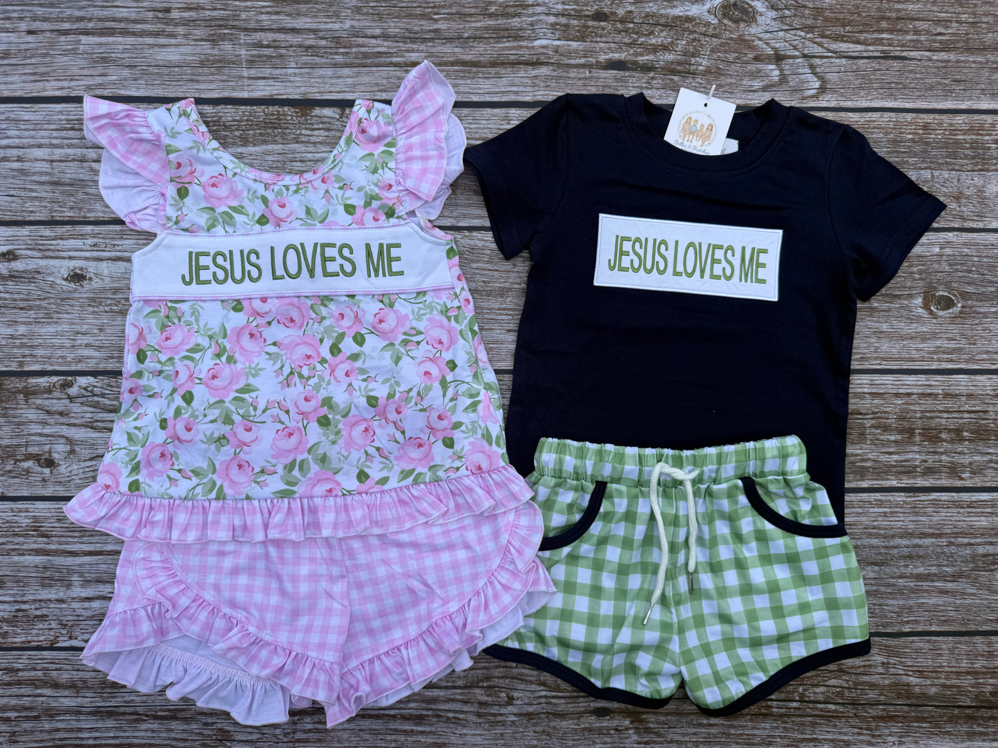 Jesus Loves Me Sage, Navy & Floral Collection