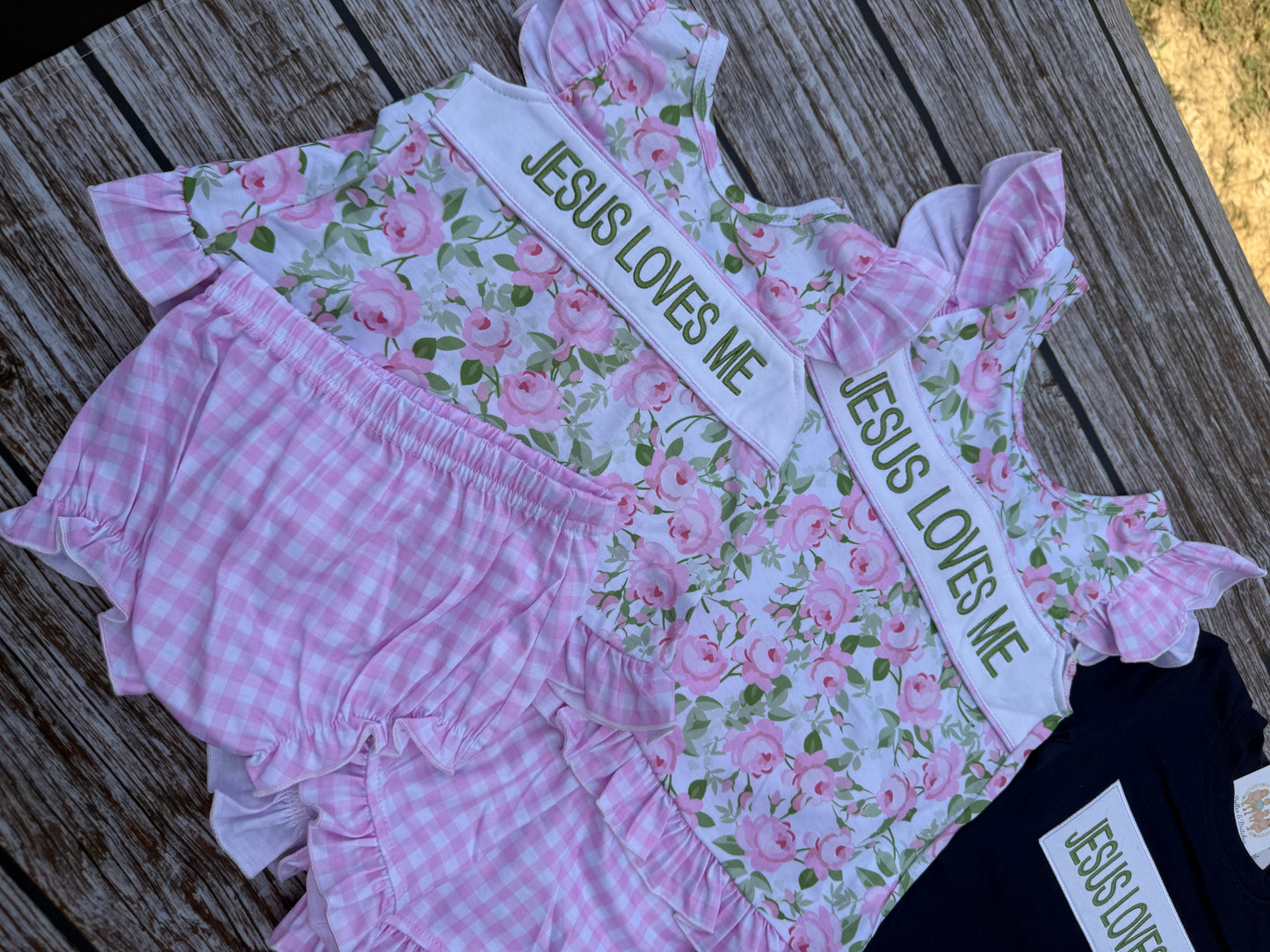 Jesus Loves Me Sage, Navy & Floral Collection