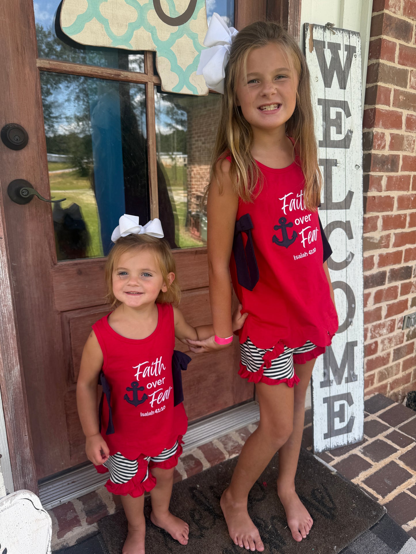 Faith Over Fear Boys & Girls Sibling Matching Short Sets