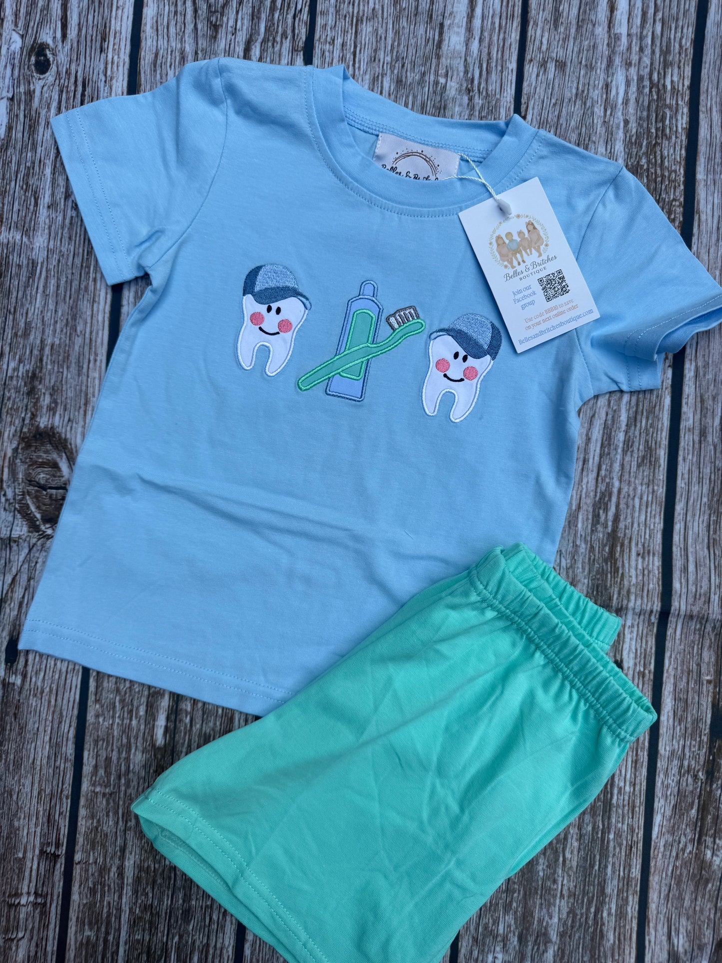 Sweet Tooth Kids Dental Sibling Matching Short Sets