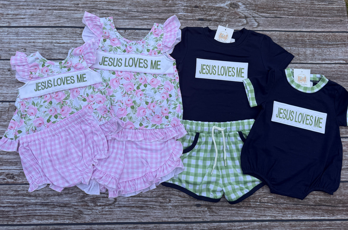 Jesus Loves Me Sage, Navy & Floral Collection
