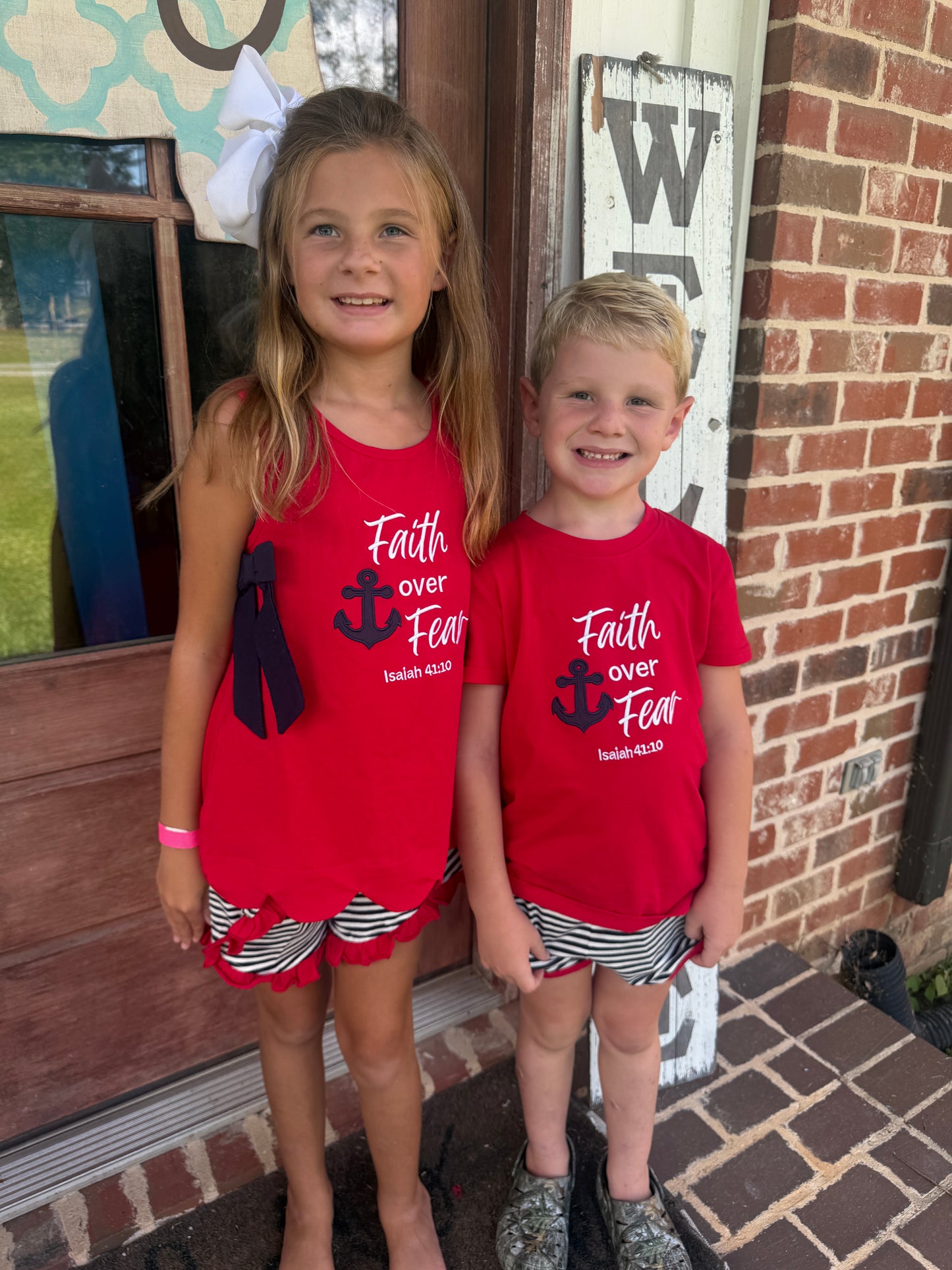Faith Over Fear Boys & Girls Sibling Matching Short Sets