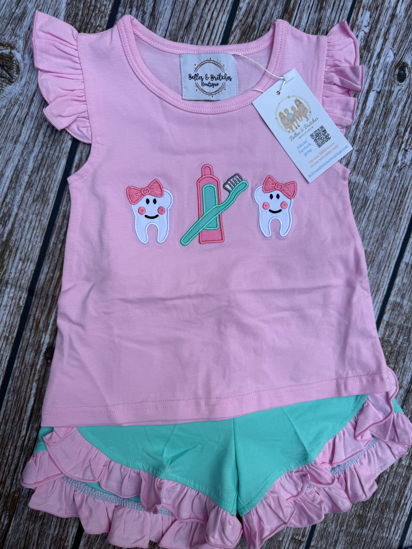 Sweet Tooth Kids Dental Sibling Matching Short Sets