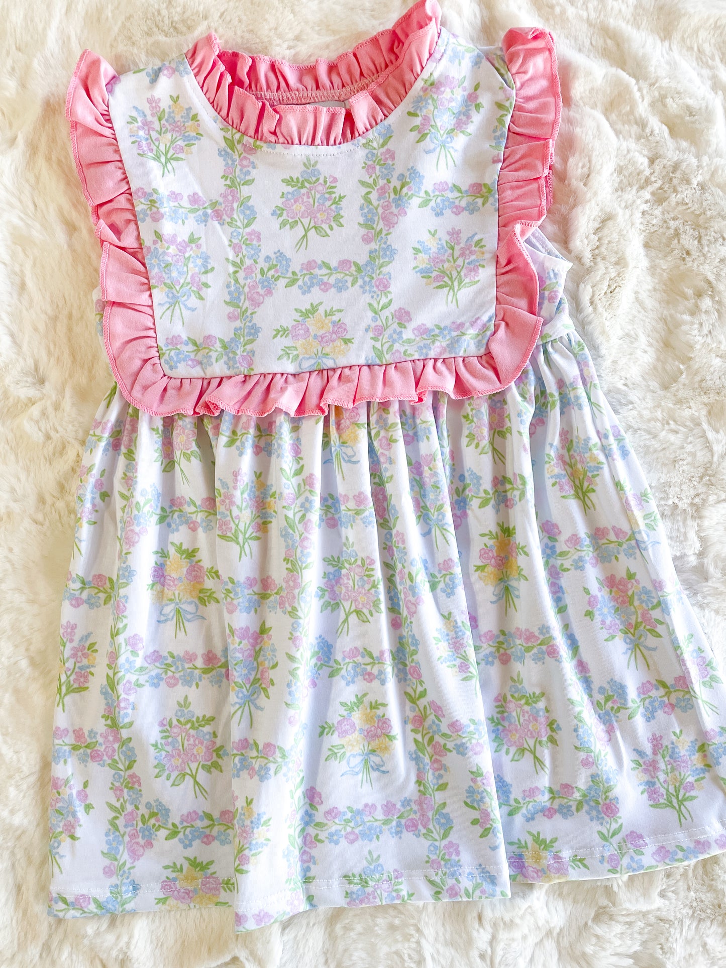 Precious Patches Ruffle Neck Dress