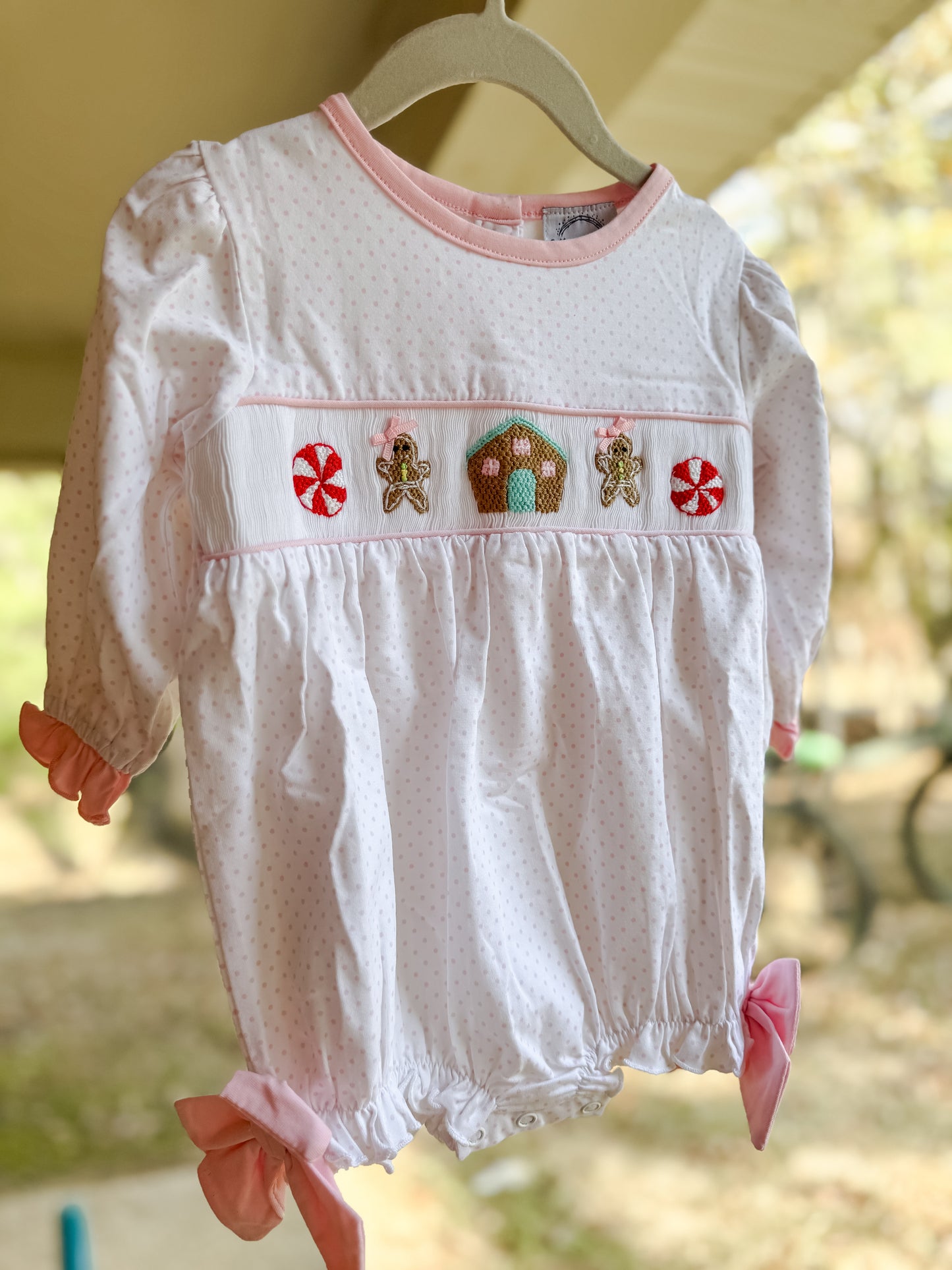 Gingerbread Bitty Dot Christmas Bubble Smock