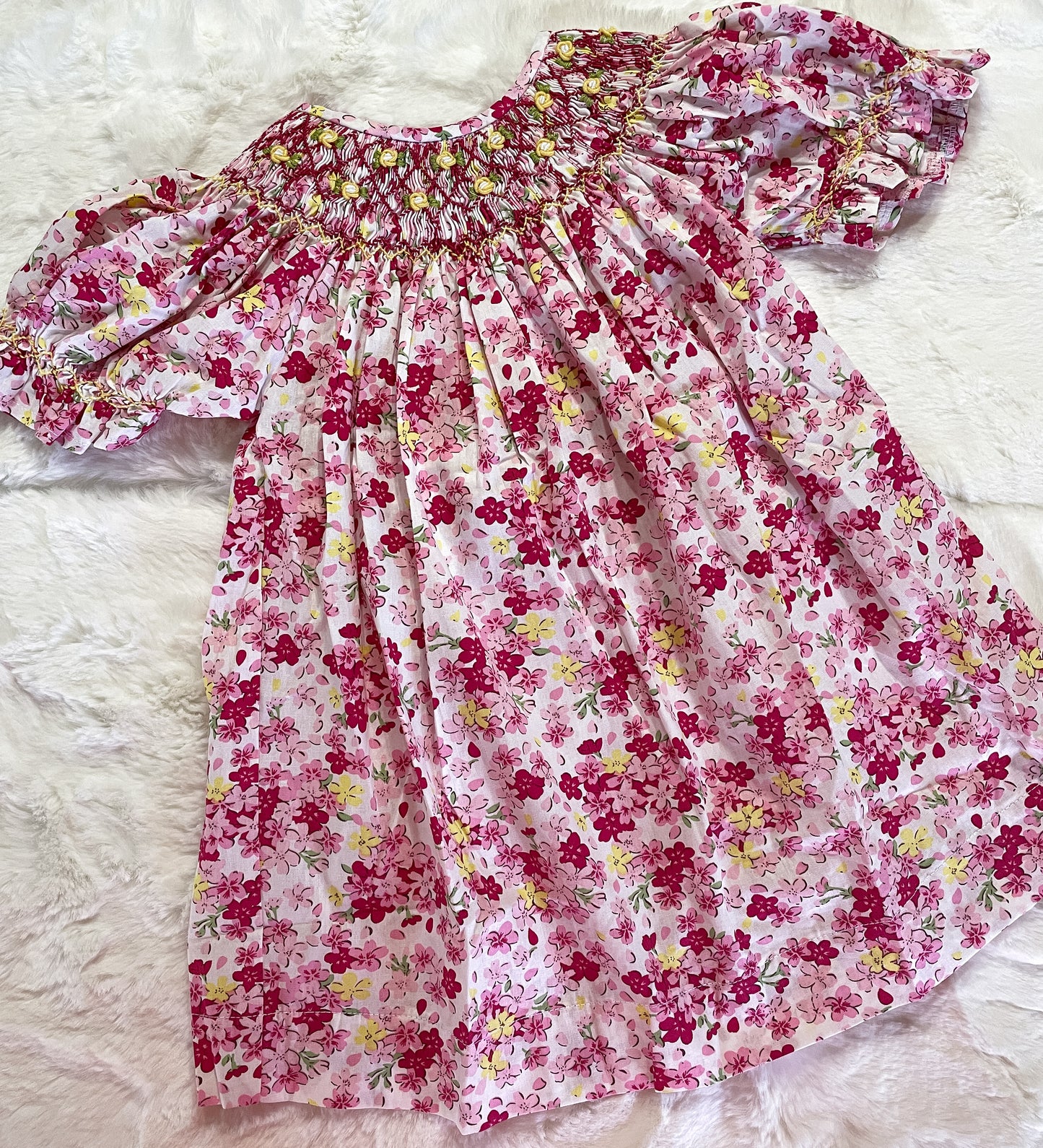 Yellow Rose Smock Dress