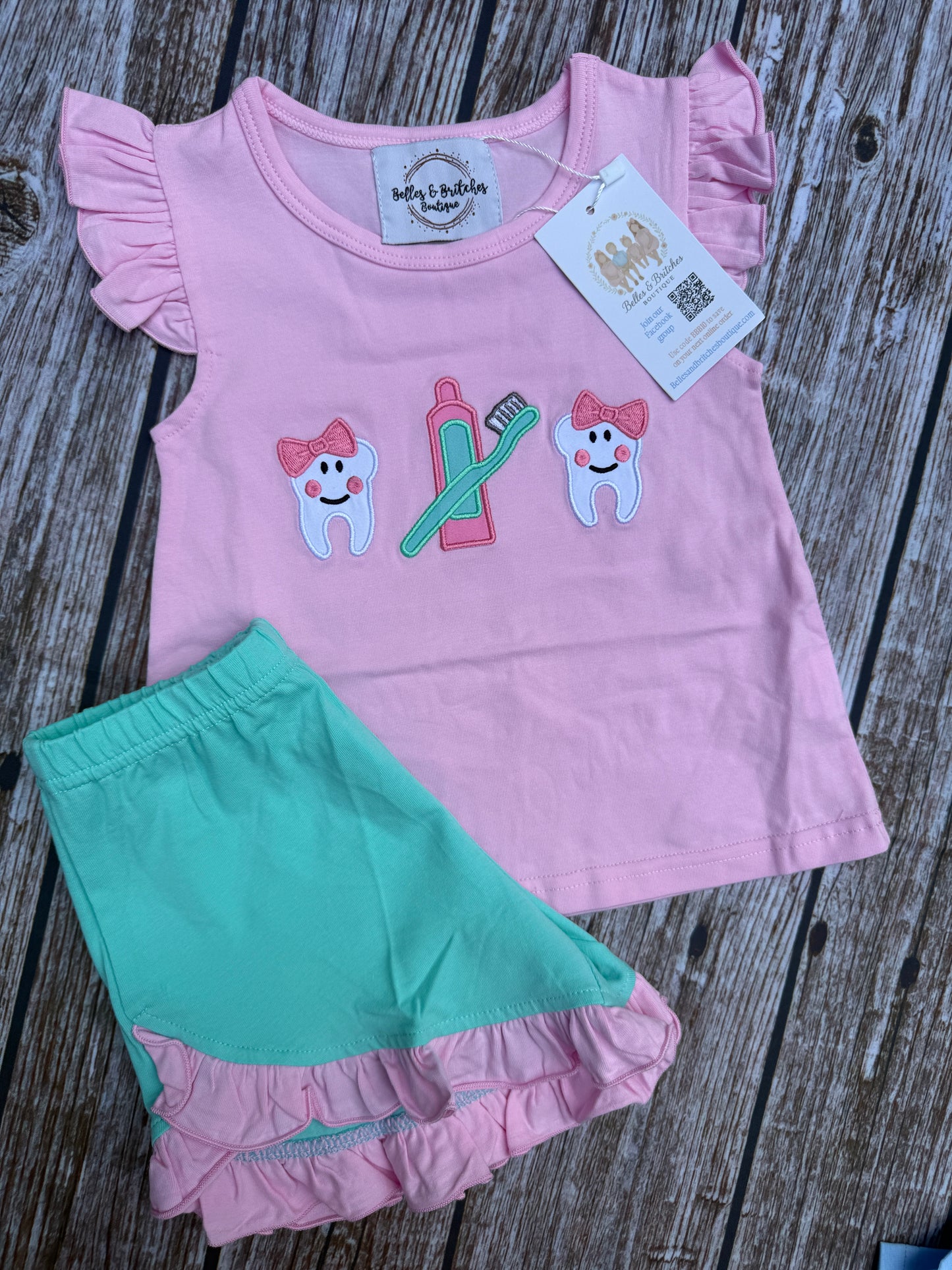 Sweet Tooth Kids Dental Sibling Matching Short Sets