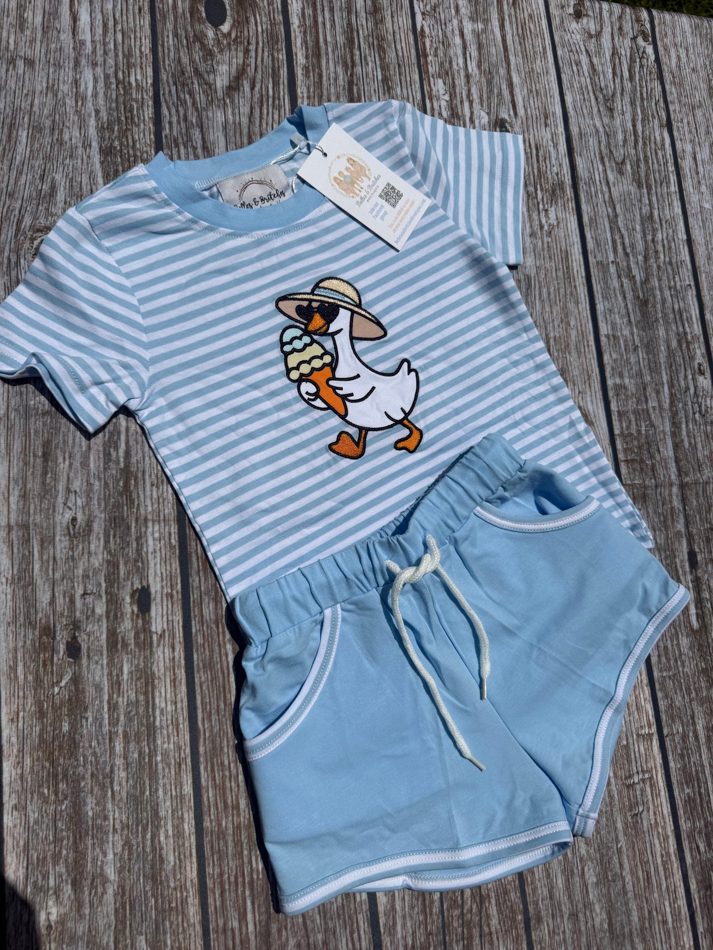 Summertime Goose Boys & Girls Sibling Matching Short Sets
