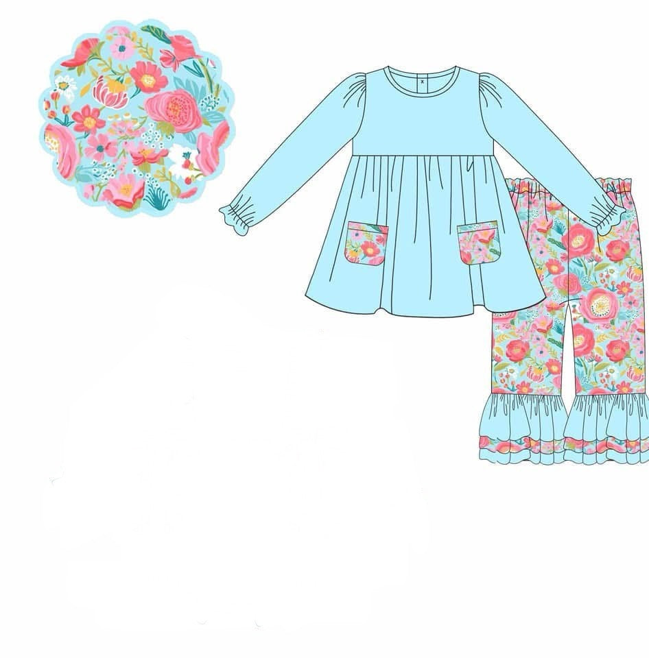 Forget Me Not Floral Pant Set