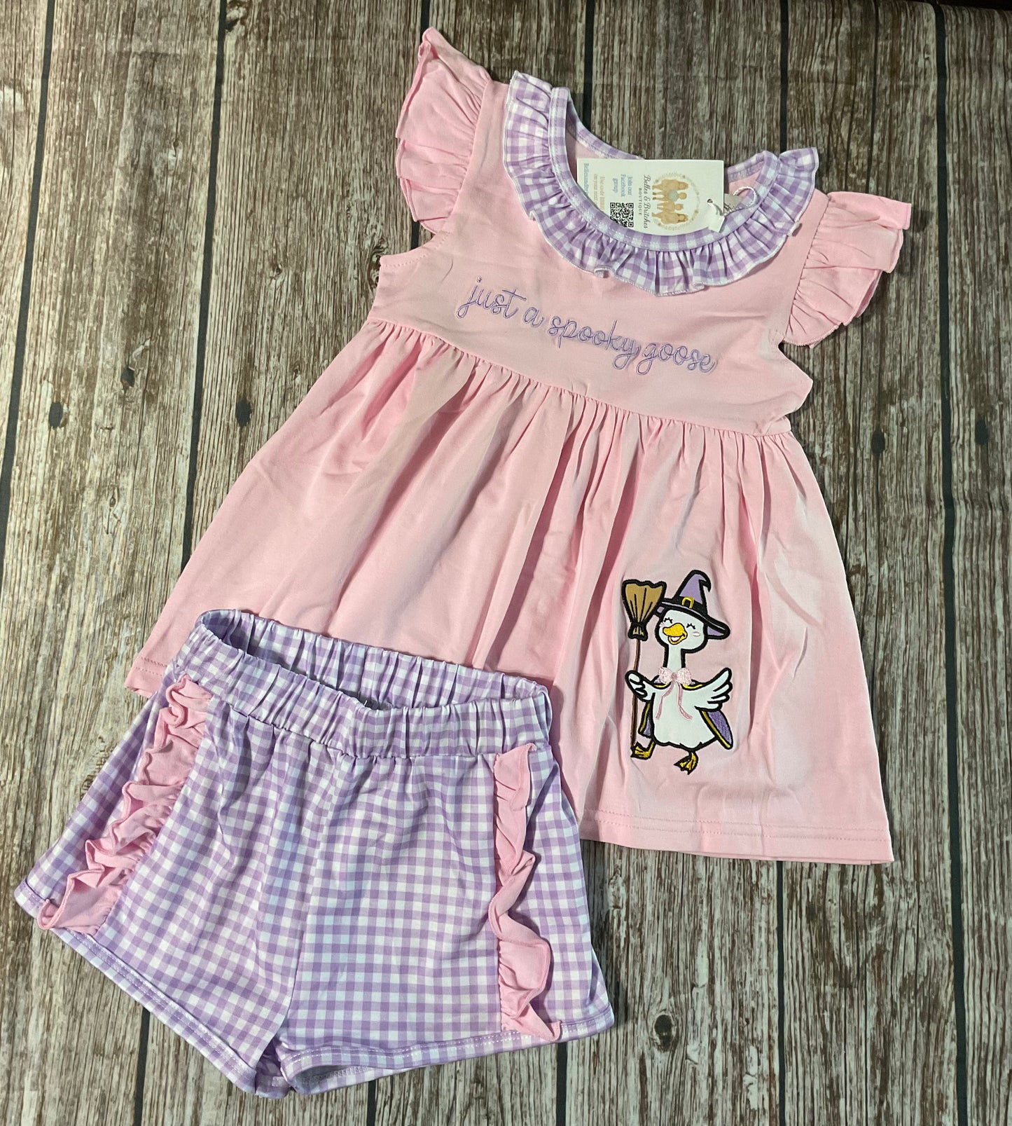 Just A Spooky Goose Girl Short Set