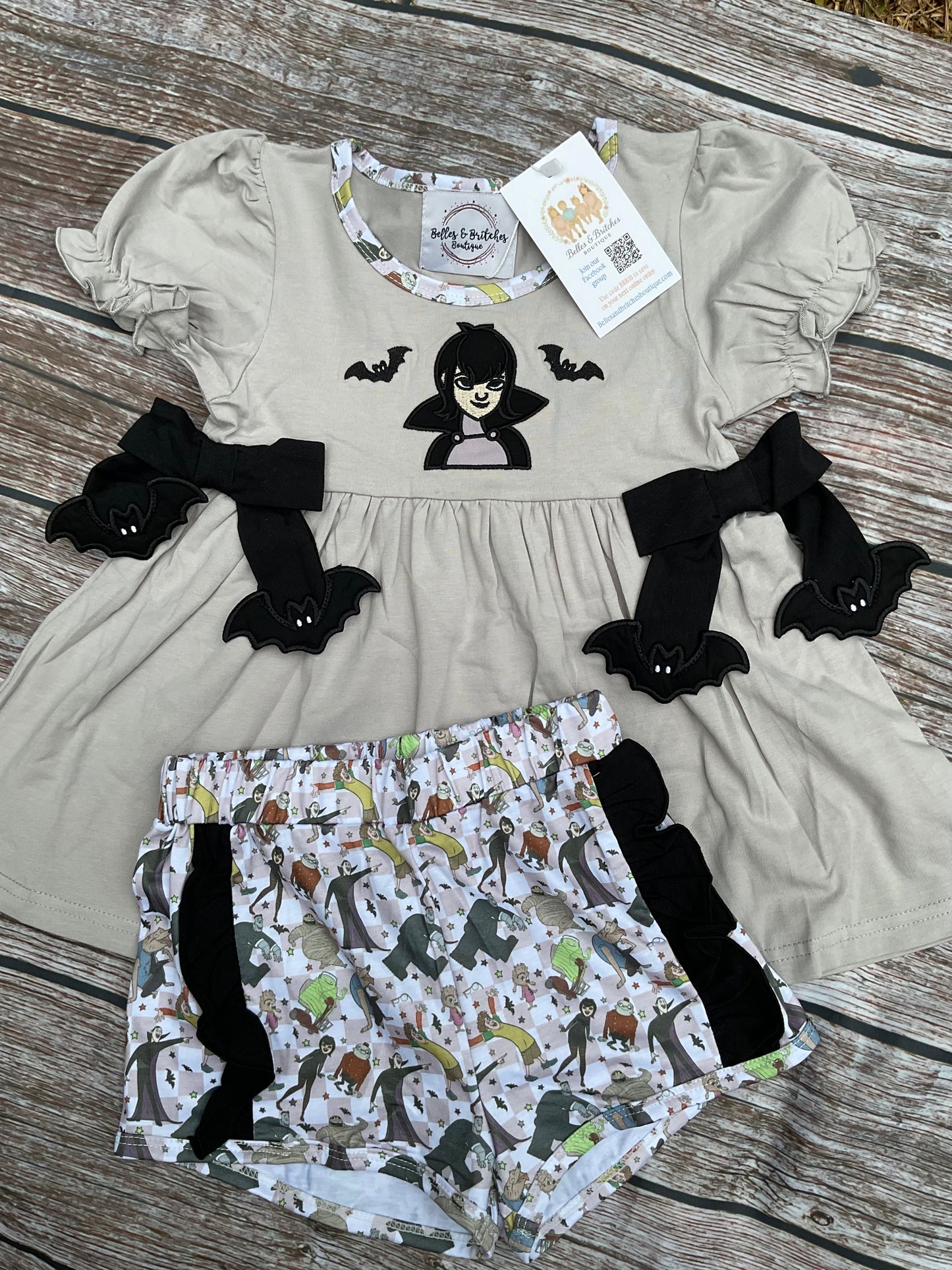 Spooky Monsters Halloween Sibling Match Short Sets