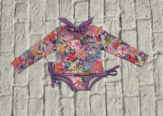 Floral Pool Party Girl Rashguard Swim