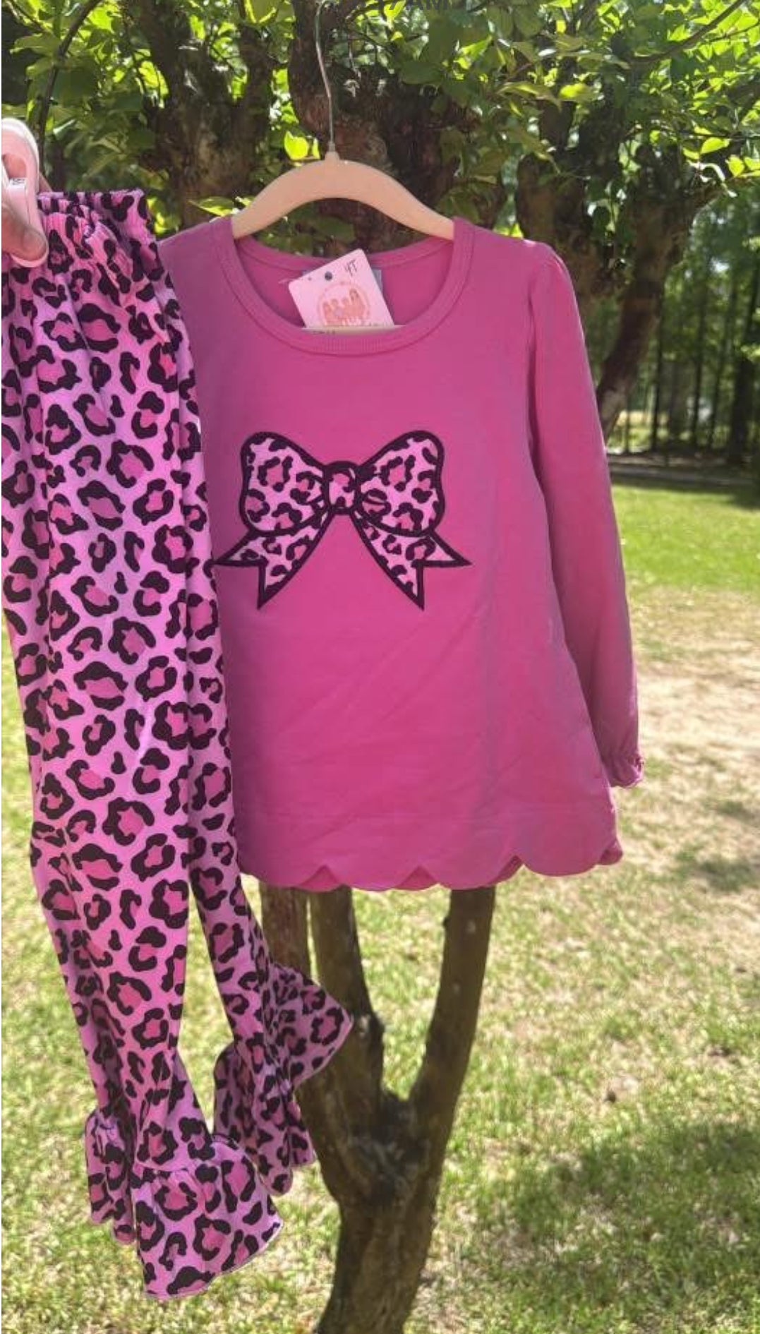 Leopard Bow Pants Set