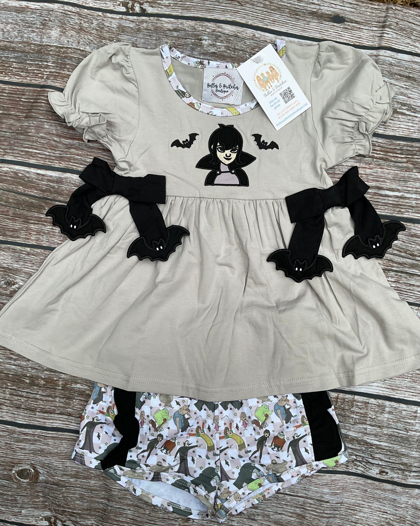 Spooky Monsters Halloween Sibling Match Short Sets
