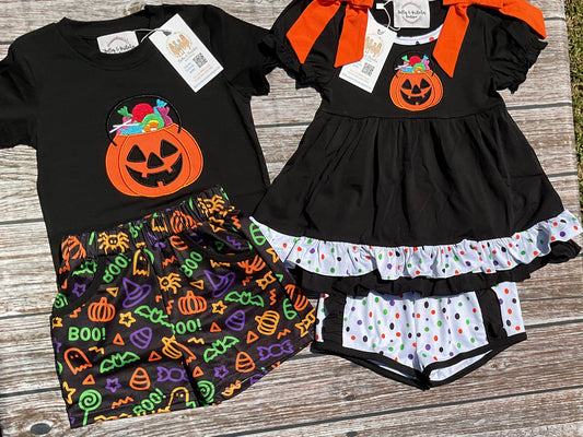 Trick or Treat Halloween Sibling Match Short Sets