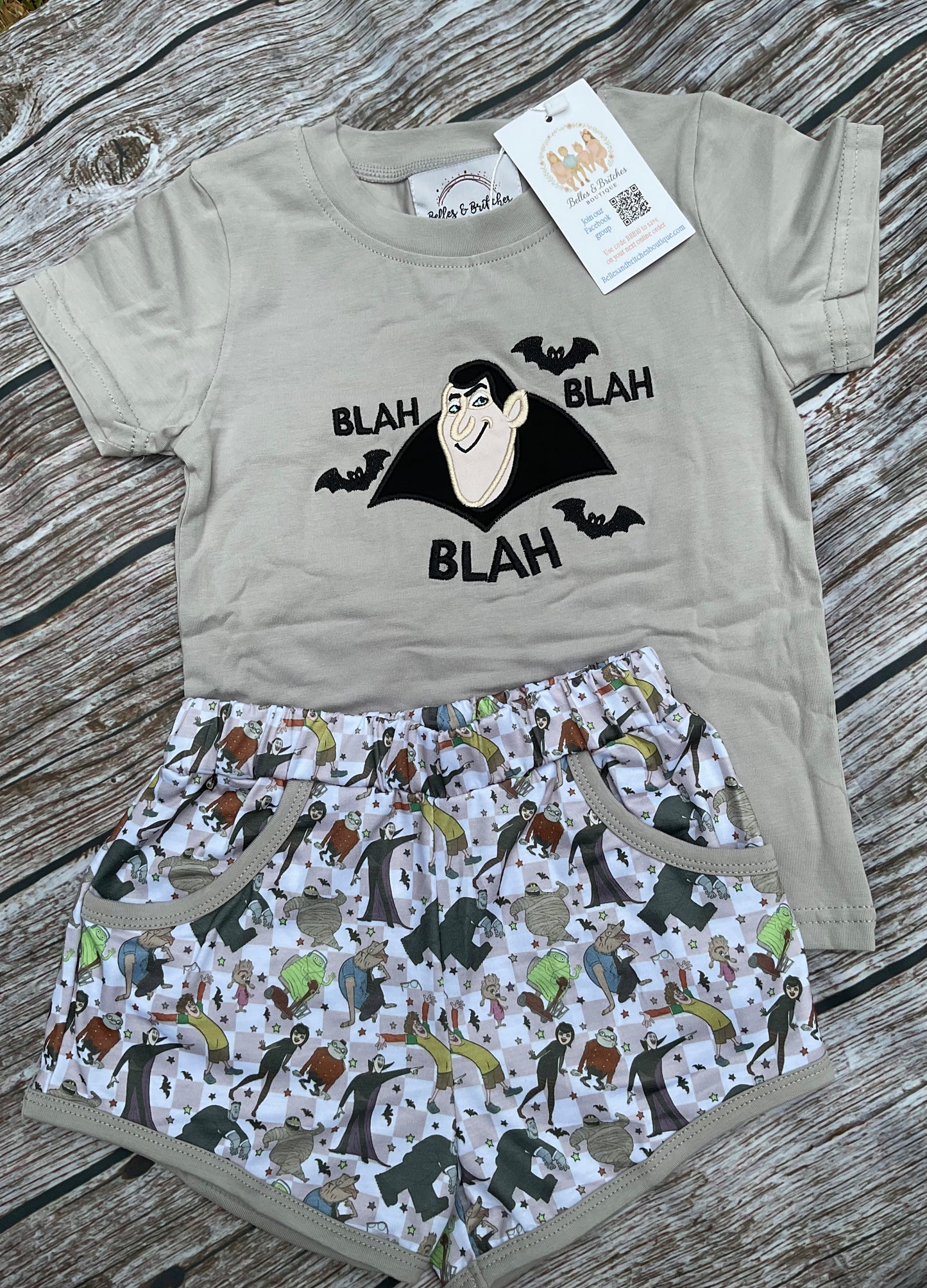 Spooky Monsters Halloween Sibling Match Short Sets